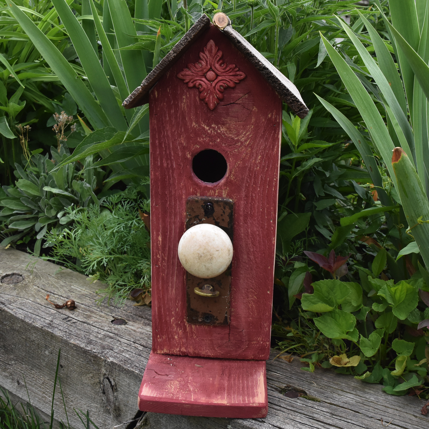 Photo of Red Birdhouse with Antique Knob