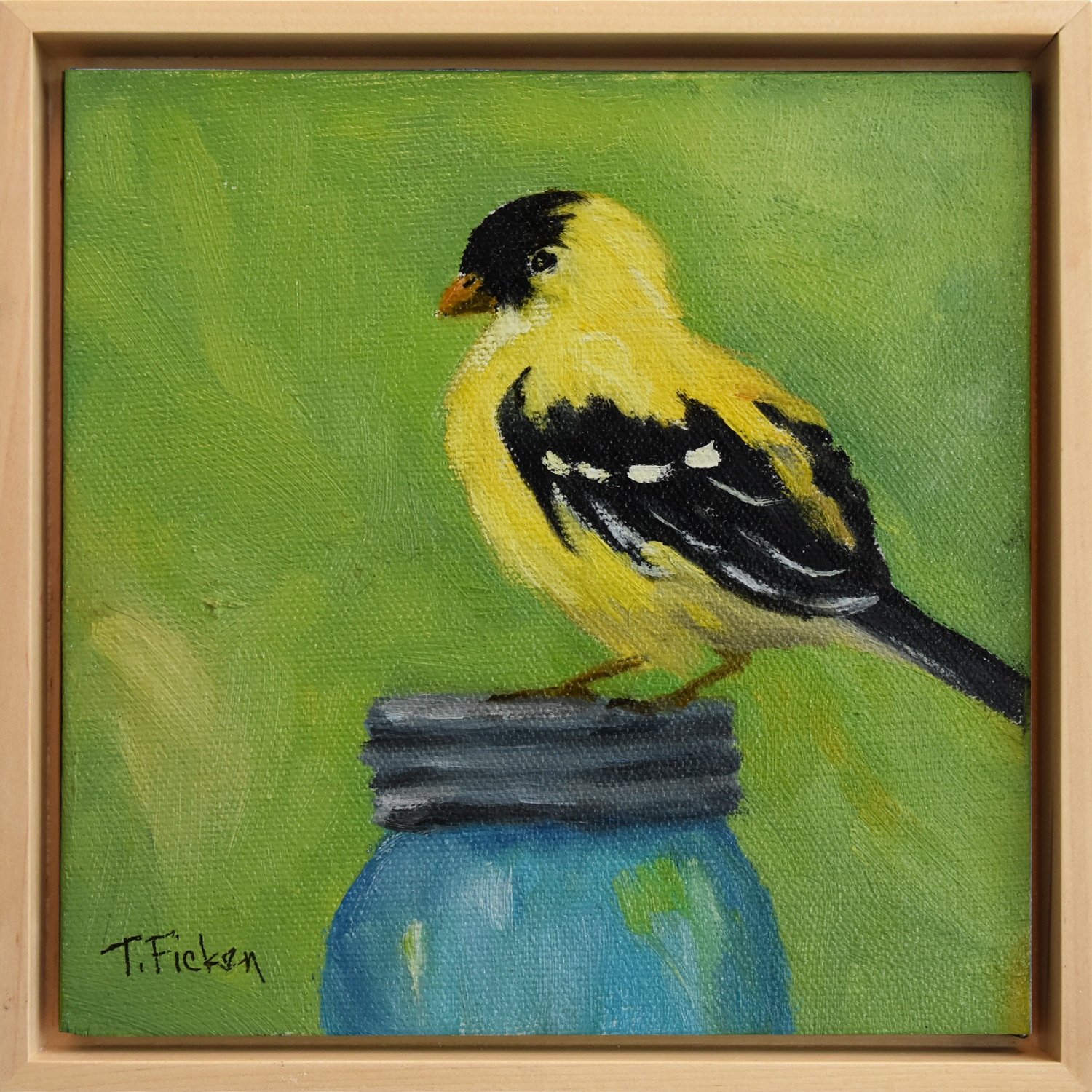 Photo of Goldfinch on Jar