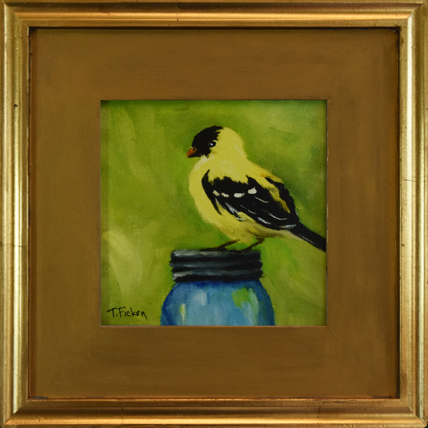 Photo of Goldfinch on Jar